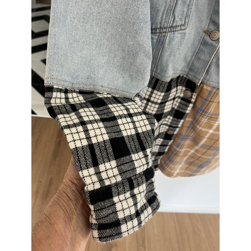 So Goods Vtg Womens Teen XL Denim Patchwork Shaket Distressed Grunge Western - Picture 4 of 9